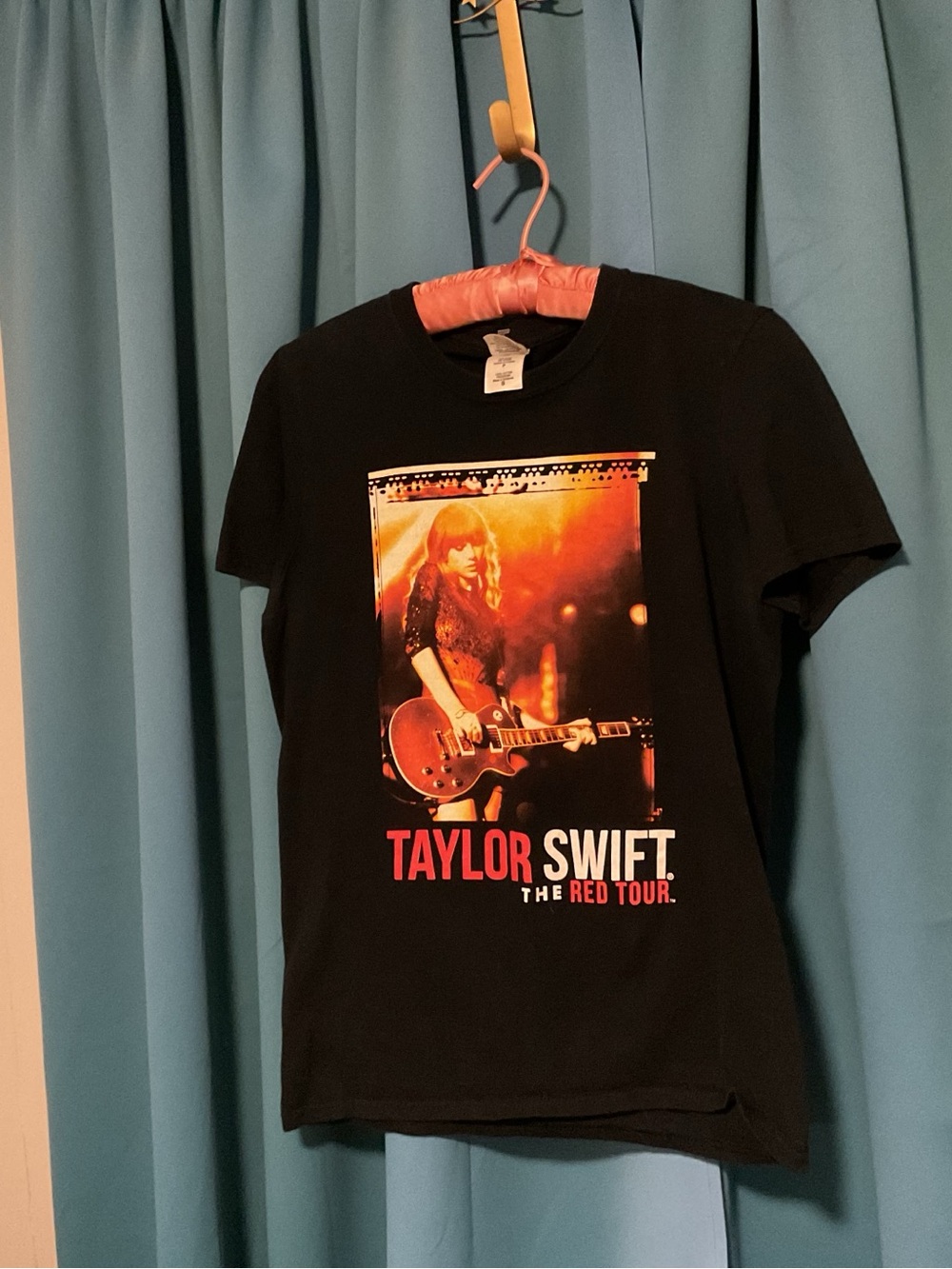 Taylor Swift Black Tee with Red & Orange Concert Photo